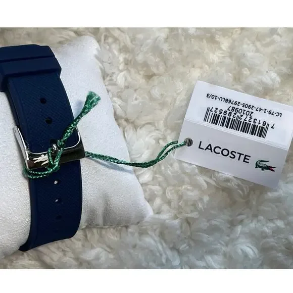 Lacoste L.12.12 Blue Silicone Strap Watch Mens 2010987 Dial Analog Logo NEW - Picture 2 of 9
